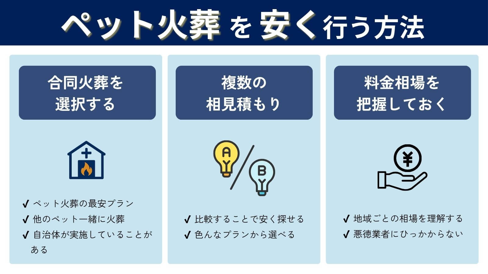 ペット火葬を安く行う3つのポイント